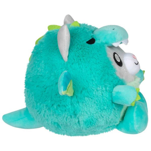 Side view of Squishable Undercover Snacker Kitty in Dragon plush showing dragon hood, wings and spikes