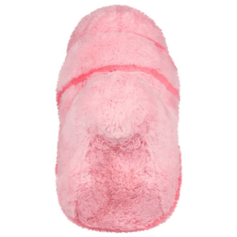 End view of Squishable Worm Plush showing rounded plush shape and soft pink finish