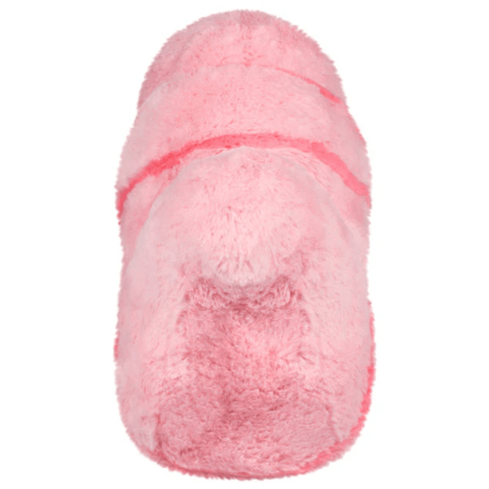 End view of Squishable Worm Plush showing rounded plush shape and soft pink finish