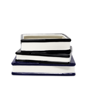 Reverse side of the gothic stacked book planter with ribbed white ceramic page details