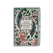 Back of the Jane Austen ceramic book vase with floral decoration and literary quote