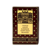 Back of the Jane Eyre book vase with house illustration and literary quote design