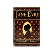 Front of the Steel Mill & Co Jane Eyre ceramic book vase with ornate red and gold cover