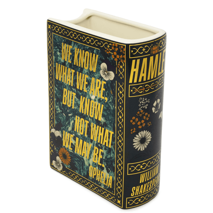 Steel Mill Large Hamlet Book Vase with Shakespeare quote and floral gold detailing