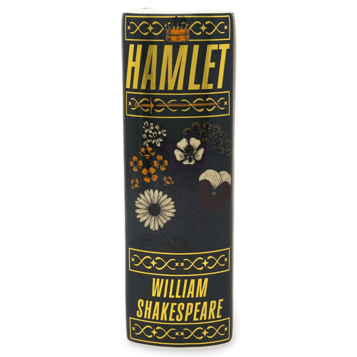 Spine of Steel Mill Large Hamlet Book Vase with William Shakespeare and floral details
