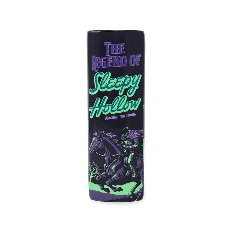 Spine of the Sleepy Hollow ceramic book vase featuring the Headless Horseman