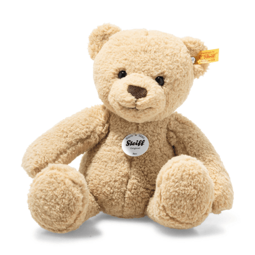 Steiff Ben Teddy bear 30cm in beige soft plush sitting forward on a white background