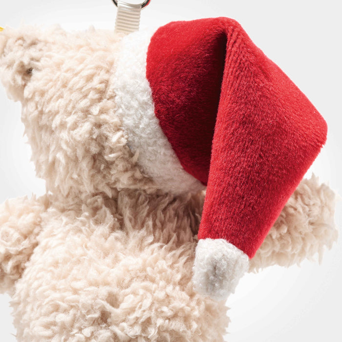 Detail of plush red Santa hat on Steiff Ben teddy bear keyring