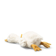 Rear view of Steiff Gilda goose plush stretched out showing webbed feet – Steiff bears