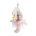 Side view of Steiff Hoppie ballet bunny keyring showing tutu and metal clip – Steiff teddy bears