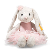 Front view of Steiff Hoppie ballet bunny in light grey with pink tutu – Steiff teddy bears