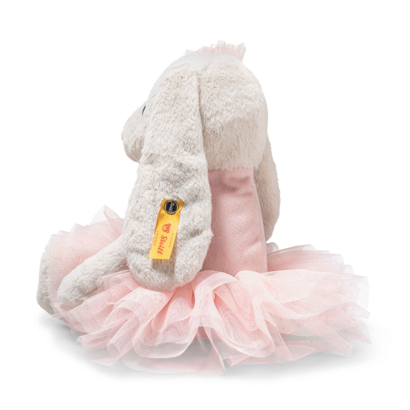 Side view of Steiff Hoppie ballet bunny showing tutu layers and Button in Ear – Steiff teddy bears