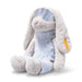 Angled seated view of Hoppie Bunny with pale blue tummy and holographic goggles