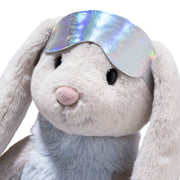 Close-up of Hoppie Bunny face showing shiny ski mask and pink nose
