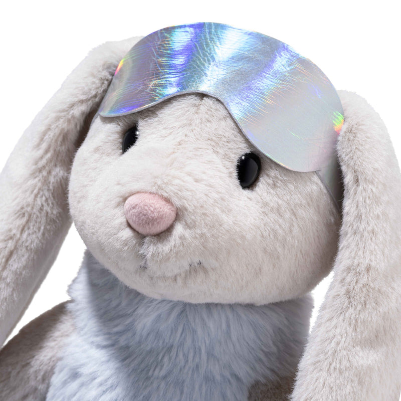 Close-up of Hoppie Bunny face showing shiny ski mask and pink nose