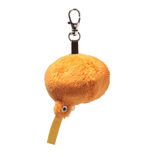 Rear angled view of Steiff Little Pumpkin keyring with lobster clasp and plush finish