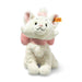 Front view of Steiff Marie cat plush, soft white fur with big pink bow – Steiff bears