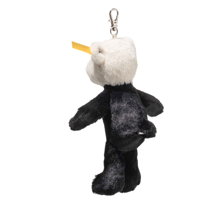 Rear angled view of Mr Bones teddy keyring showing lobster clasp and tail