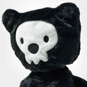 Back of the hood with white skull appliqué on the Mr Bones teddy bear