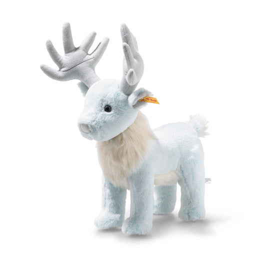 Steiff Patronus Stag plush three-quarter front view with silver antlers