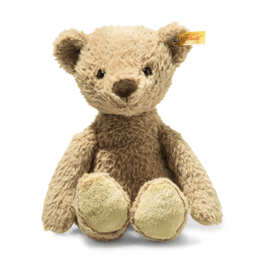 Steiff Thommy Teddy bear 30cm in caramel soft plush sitting facing forward on a white background