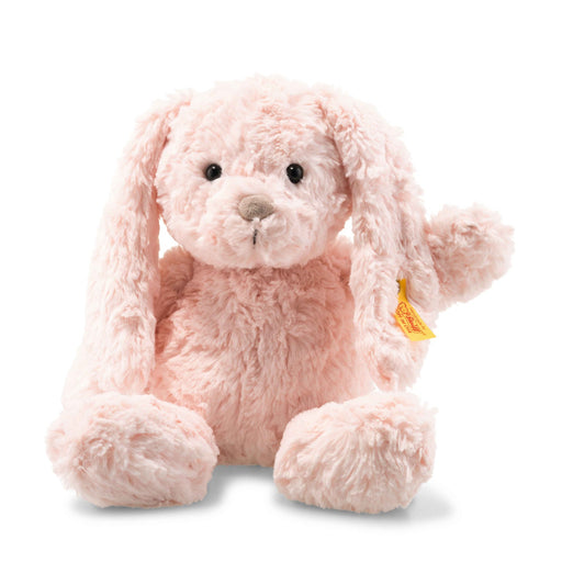 Front view of Steiff Tilda Bunny in blush pink plush with floppy ears and Button in Ear – Steiff teddy bears