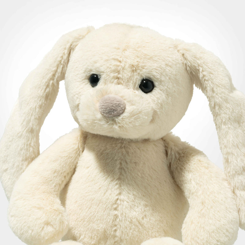 Close-up of Steiff Tilda rabbit plush, cream fur and soft grey nose – Steiff bears.