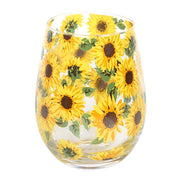 Stemless Wine Glass - Sunflower Print - Something Different Gift Shop