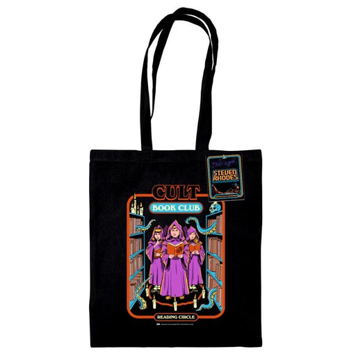 Steven Rhodes Cult Book Club tote bag, black 100% cotton, 38 × 42 cm with long handles and swing tag
