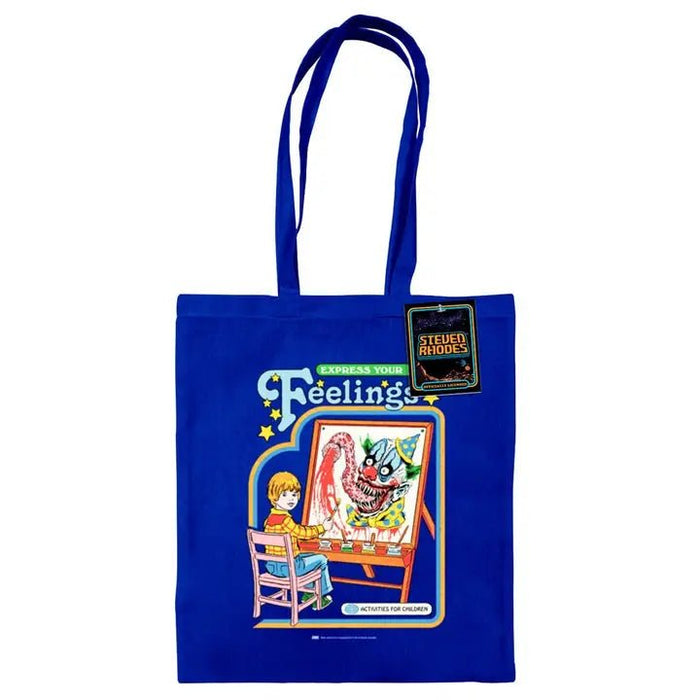 Steven Rhodes Express Your Feelings tote bag, blue 100% cotton, 38 × 42 cm with long handles and swing tag