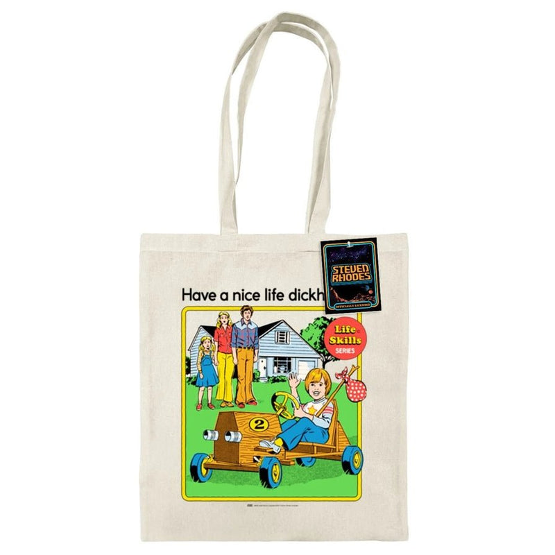 Steven Rhodes Have a Nice Life, Dickhead tote bag, natural 100% cotton, 38 × 42 cm with long handles and swing tag
