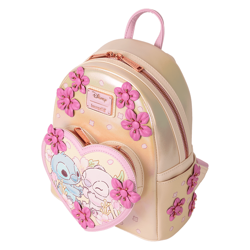 Stitch & Angel Cherry Blossom Heart Mini Backpack - Something Different Gift Shop