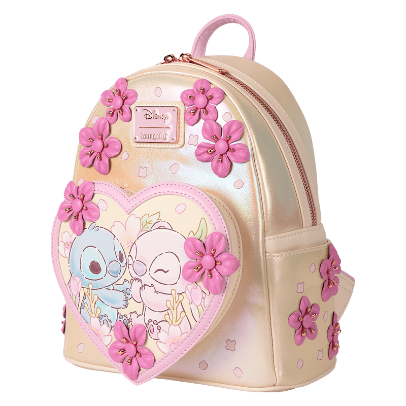 Stitch & Angel Cherry Blossom Heart Mini Backpack - Something Different Gift Shop