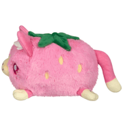 Side view of Squishable Alter Egos Strawberry Kitty Plush showing green leaf top and seed details