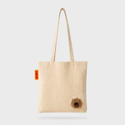 Front product view of the SUCK UK Peeky Capybara tote bag, a cream canvas shopper with long straps and three-dimensional brown plush capybara.