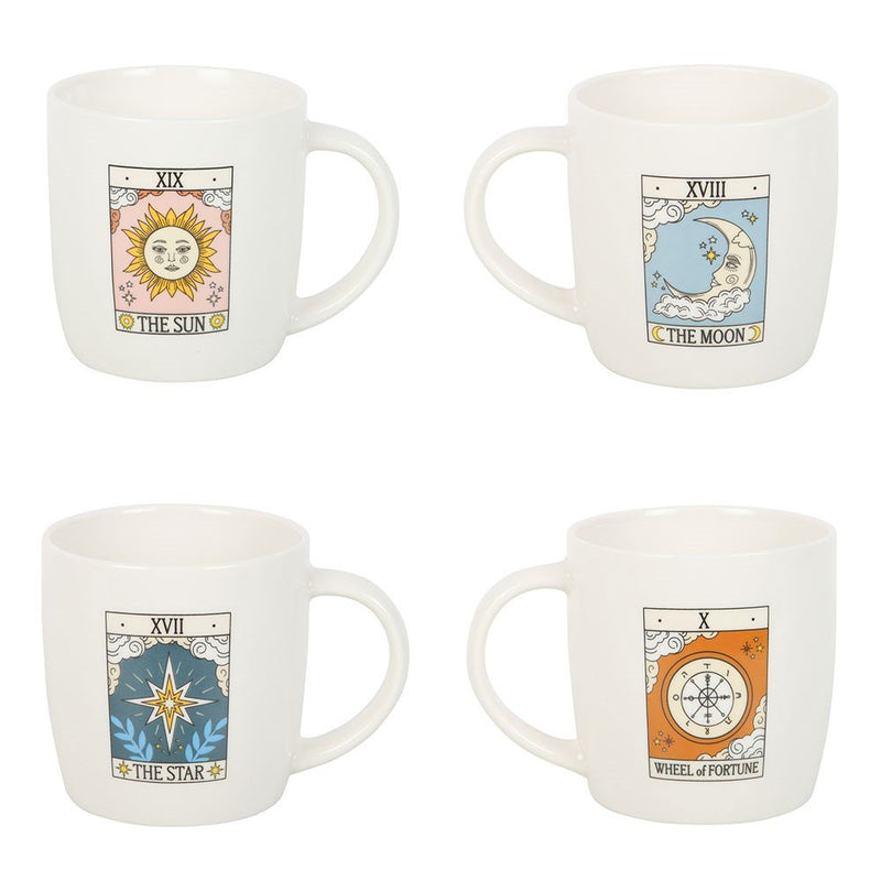 Tarot Card Mug Set – Sun, Moon, Star & Wheel | Mystical Homeware