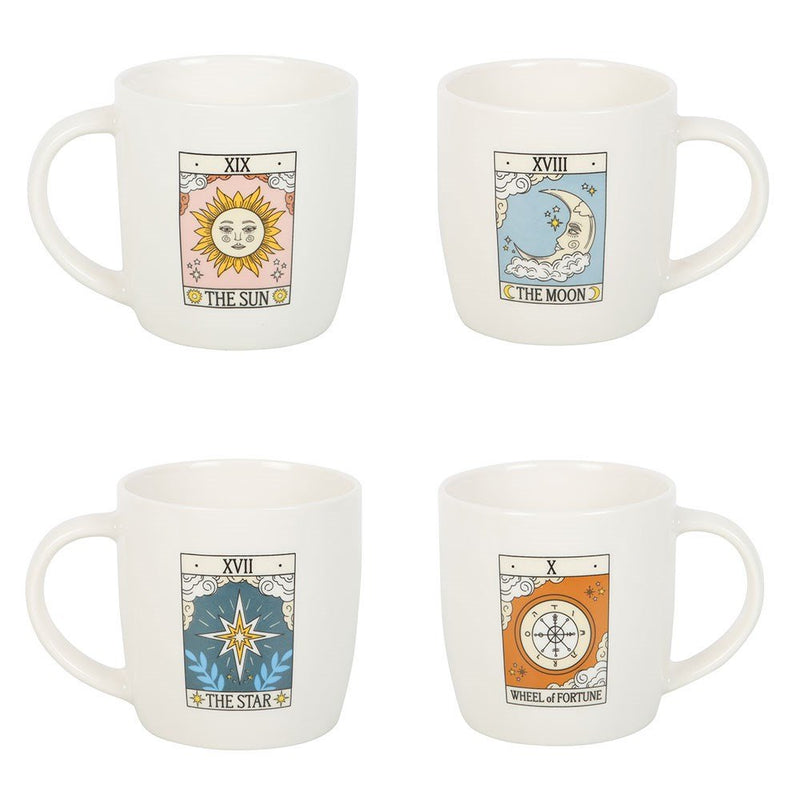 Tarot Card Mug Set – Sun, Moon, Star & Wheel | Mystical Homeware