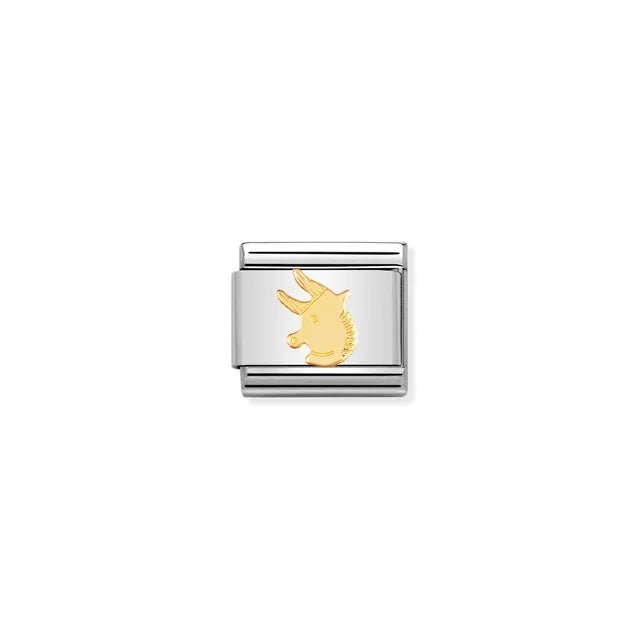 Nomination Classic Link with yellow-gold Taurus bull symbol on stainless steel