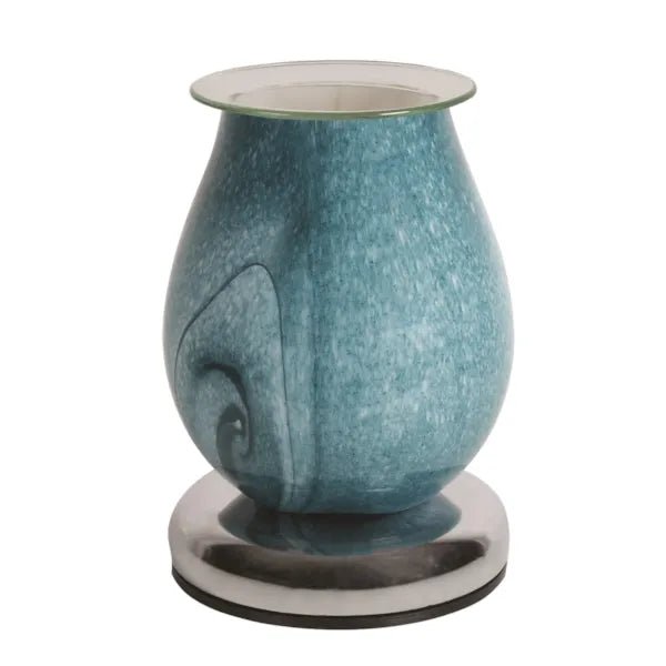 Teal Swirl Oval Touch Wax Melt Burner - Something Different Gift Shop