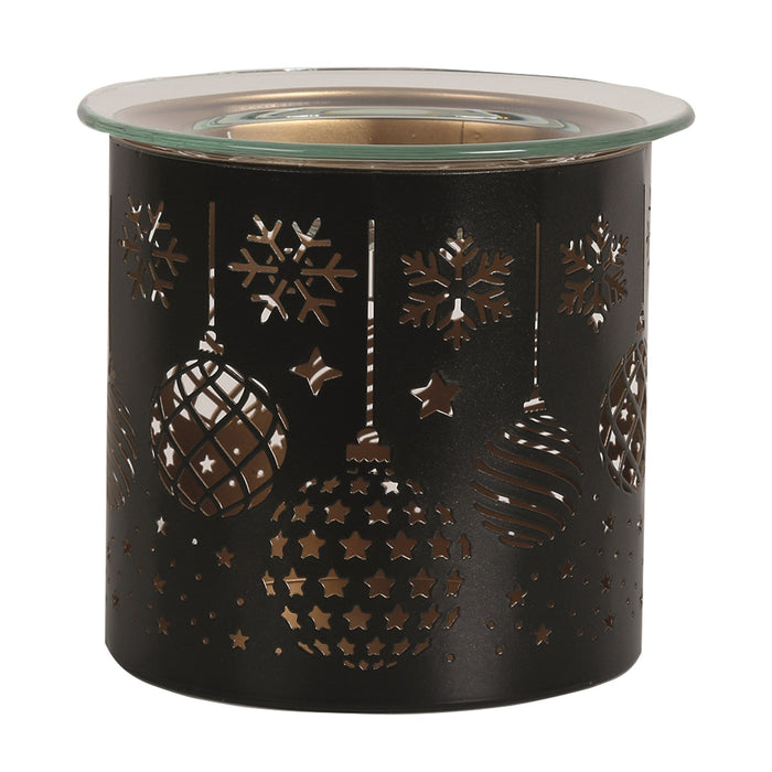 Tealight Wax Melter and Candle Holder - Black & Gold Silhouette Baubles - Something Different Gift Shop