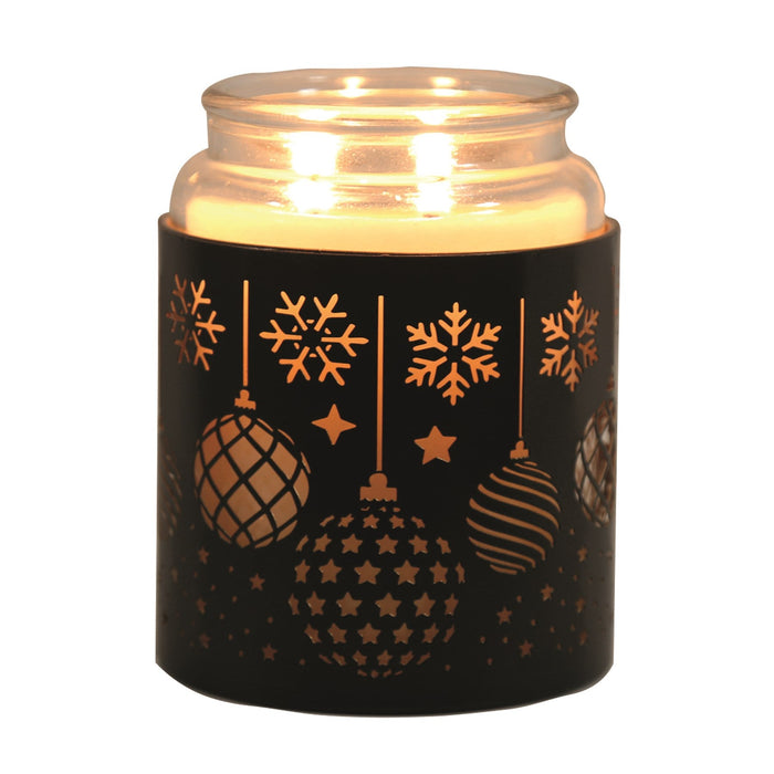 Tealight Wax Melter and Candle Holder - Black & Gold Silhouette Baubles - Something Different Gift Shop