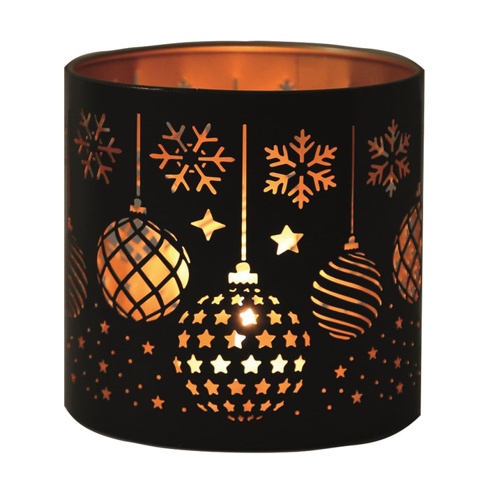Tealight Wax Melter and Candle Holder - Black & Gold Silhouette Baubles - Something Different Gift Shop