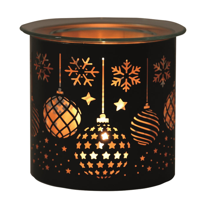 Tealight Wax Melter and Candle Holder - Black & Gold Silhouette Baubles - Something Different Gift Shop