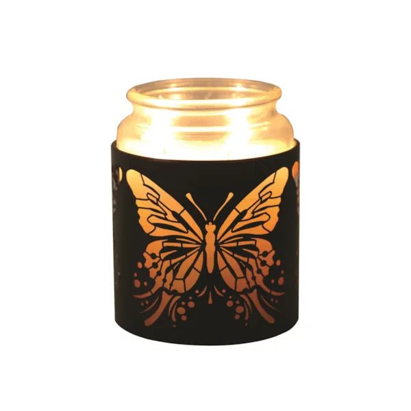 Tealight Wax Melter and Candle Holder - Black & Gold Silhouette Butterfly - Something Different Gift Shop