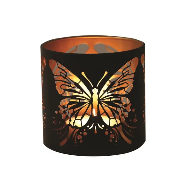 Tealight Wax Melter and Candle Holder - Black & Gold Silhouette Butterfly - Something Different Gift Shop