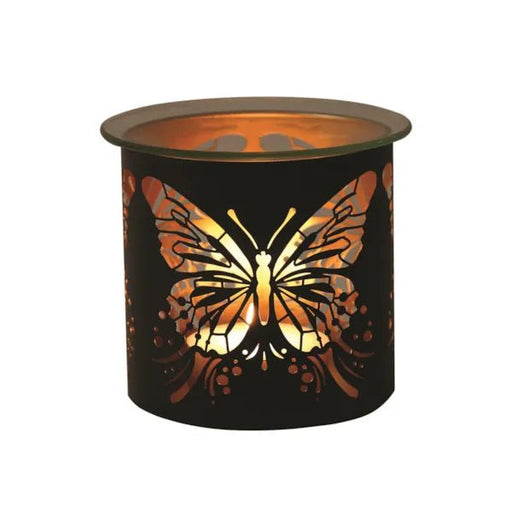 Tealight Wax Melter and Candle Holder - Black & Gold Silhouette Butterfly - Something Different Gift Shop