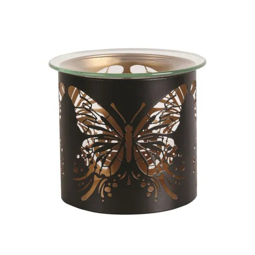 Tealight Wax Melter and Candle Holder - Black & Gold Silhouette Butterfly - Something Different Gift Shop