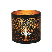Tealight Wax Melter and Candle Holder - Black & Gold Silhouette Heart Tree - Something Different Gift Shop