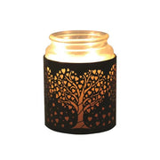Tealight Wax Melter and Candle Holder - Black & Gold Silhouette Heart Tree - Something Different Gift Shop