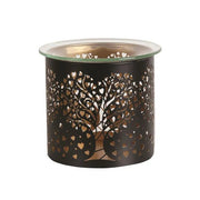 Tealight Wax Melter and Candle Holder - Black & Gold Silhouette Heart Tree - Something Different Gift Shop